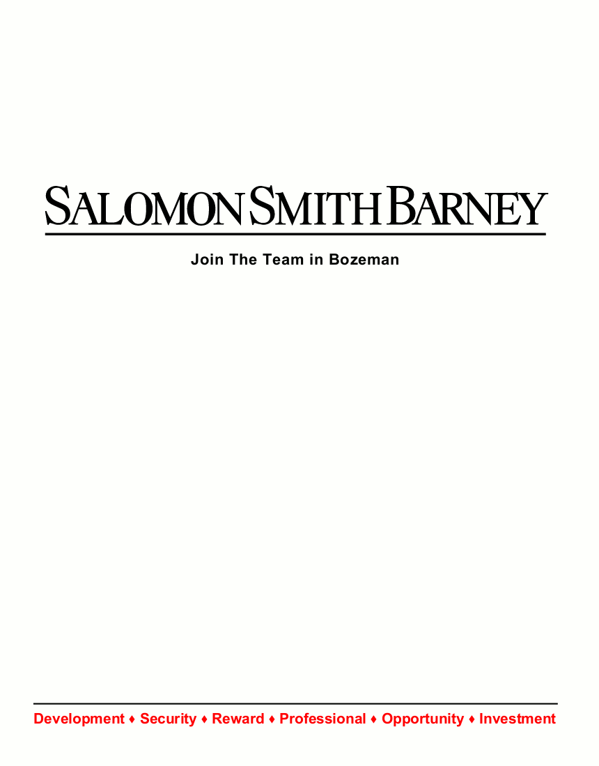 Page 1 of the Branch Brochure for Smith Barney Shearson, Inc. in Bozeman, Montana.